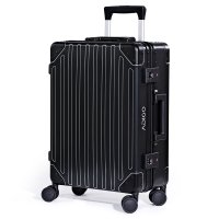 [ADIGO] スーツケース 日本製 アルミニウム 合金 スーツケース 静音キャスター TSAロック【鋭光柄（ブラック S）】