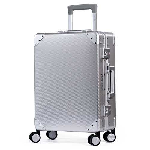 [ADIGO] スーツケース アルミ 日本製 機内持ち込み カーボンファイバー柄 静音キャスター【カーボン柄（シルバーS）】