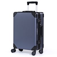 [ADIGO] スーツケース アルミ 日本製 機内持ち込み カーボンファイバー柄 静音キャスター【カーボン柄（ブルー S）】