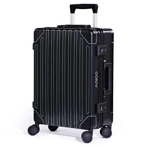 [ADIGO] スーツケース 日本製 アルミニウム 合金 スーツケース 静音キャスター TSAロック【鋭光柄（ブラック S）】
