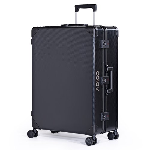 [ADIGO] スーツケース 日本製 アルミニウム 合金 静音キャスター TSAロック 保護カバー【カーボン柄（ブラック L）】