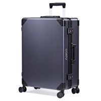 [ADIGO] スーツケース 日本製 アルミニウム 合金 静音キャスター TSAロック 保護カバー【カーボン柄（グレー M）】