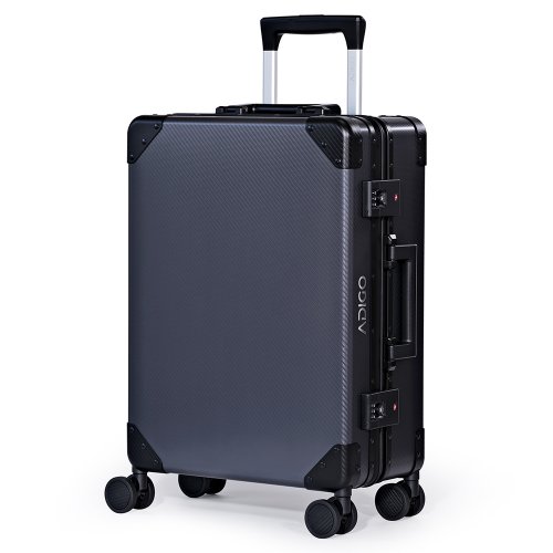 [ADIGO] スーツケース 日本製 アルミニウム 合金 スーツケース 静音キャスター 【カーボン柄（グレー S）】