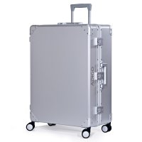 [ADIGO] スーツケース 日本製 アルミ 合金 静音キャスター TSAロック 保護カバー【カーボン柄（シルバー L）】