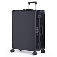 [ADIGO] スーツケース 日本製 アルミニウム 合金 静音キャスター TSAロック 保護カバー【カーボン柄（ブラック L）】