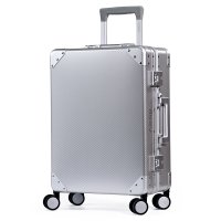 [ADIGO] スーツケース アルミ 日本製 機内持ち込み カーボンファイバー柄 静音キャスター【カーボン柄（シルバーS）】