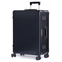 [ADIGO] スーツケース 日本製 アルミニウム 合金 静音キャスター 保護カバー 【カーボン柄（ブラック M）】