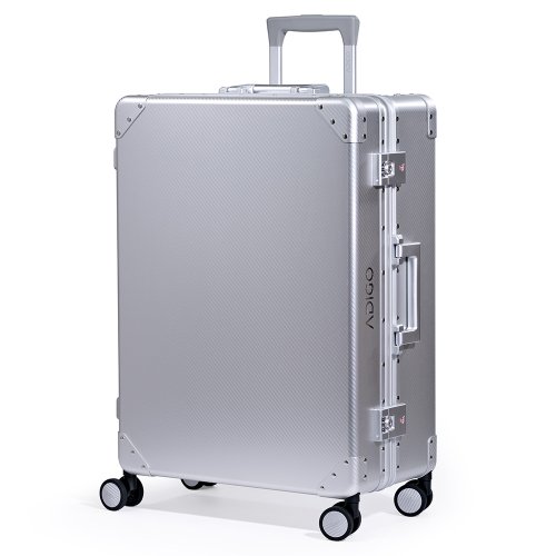 [ADIGO] スーツケース 日本製 アルミニウム 合金 静音キャスター TSAロック【カーボン柄（シルバー M）】