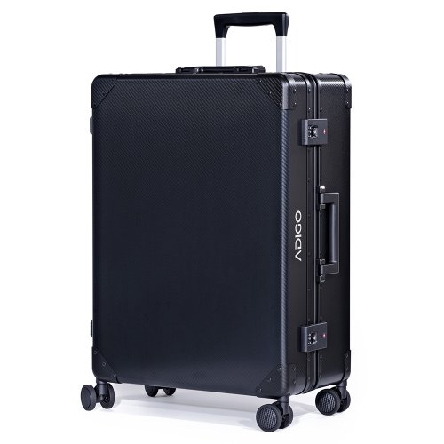 [ADIGO] スーツケース 日本製 アルミニウム 合金 静音キャスター 保護カバー 【カーボン柄（ブラック M）】